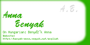 anna benyak business card